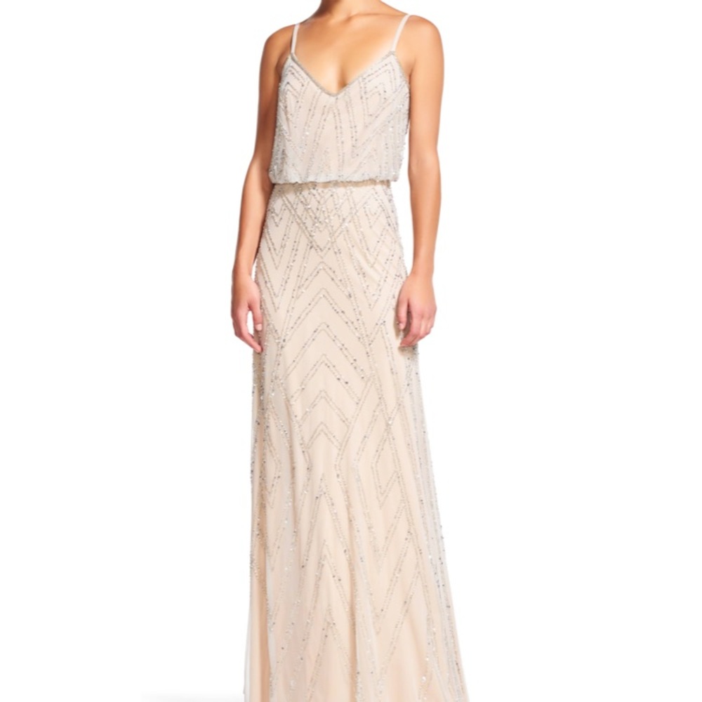 Adrianna Papell Diamond Beaded Blouson Dress